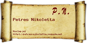 Petres Nikoletta névjegykártya