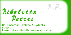 nikoletta petres business card